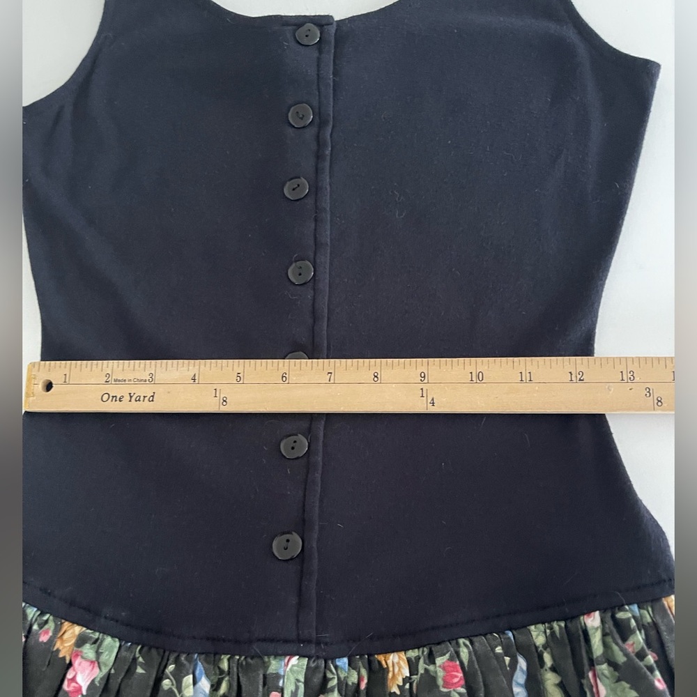 80s Double Tier Drop Waist Cottagecore Floral Mini Dress 7 - Picture 6 of 12